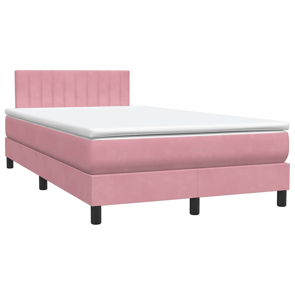 vidaXL Box Spring postelja z vzmetnico Pink 120x220 cm Velvet