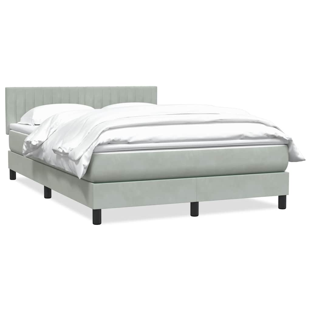 vidaXL Boxspringbett mit Matratze Hellgrau 160x220 cm Samt