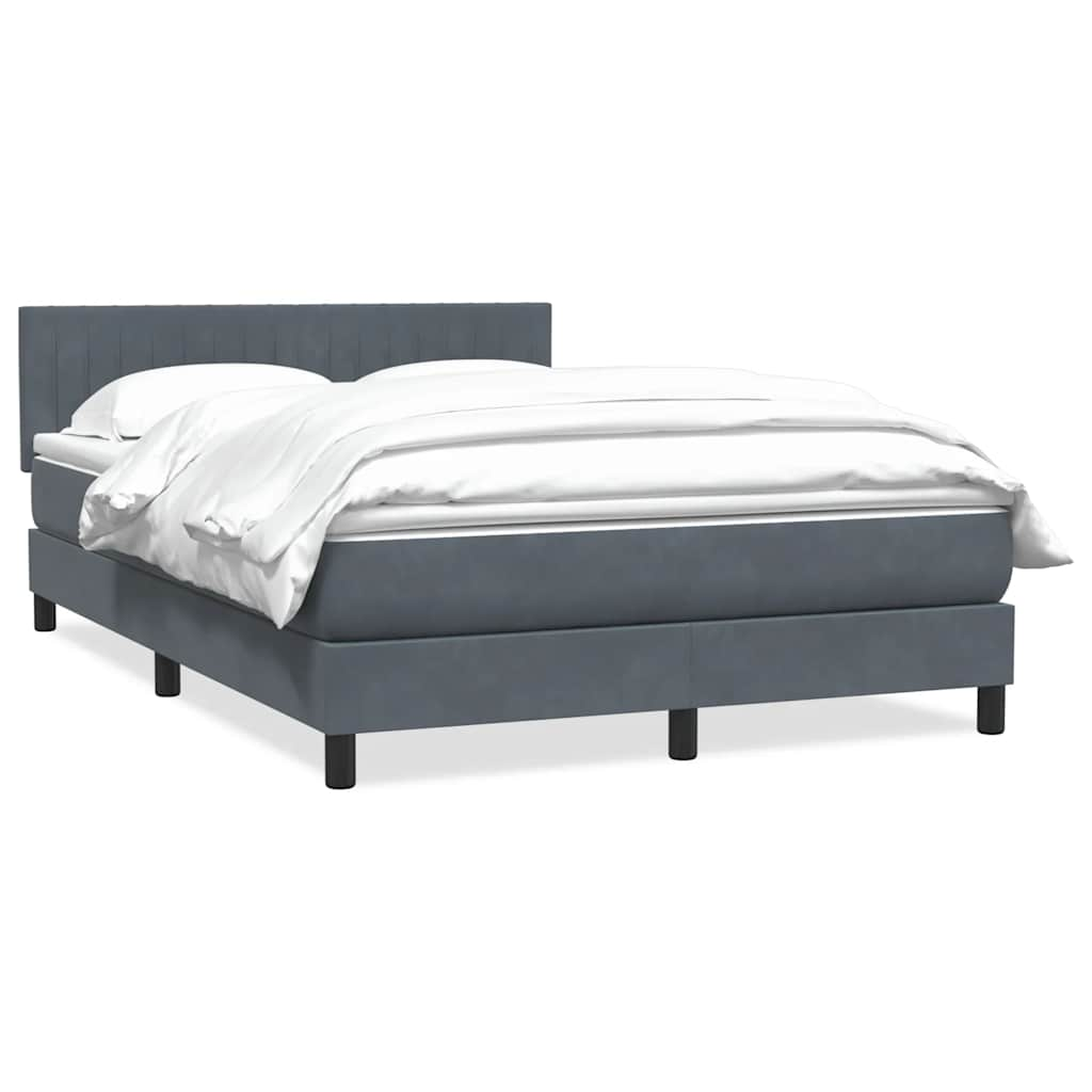 vidaXL Boxspringbett mit Matratze Dunkelgrau 160x220 cm Samt