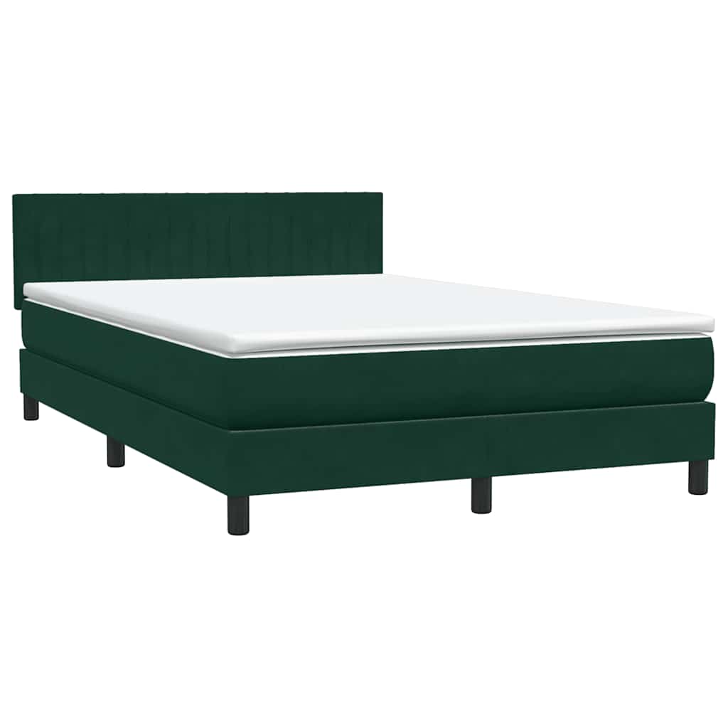 vidaXL Box spring postel s matrací tmavě zelená 160x220 cm samet