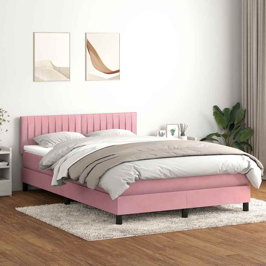 Thumbnail - vidaXL Boxspringbett mit Matratze Rosa 160x220 cm Samt