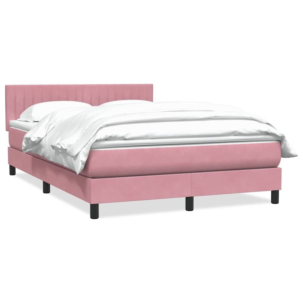 vidaXL Boxspringbett mit Matratze Rosa 160x220 cm Samt