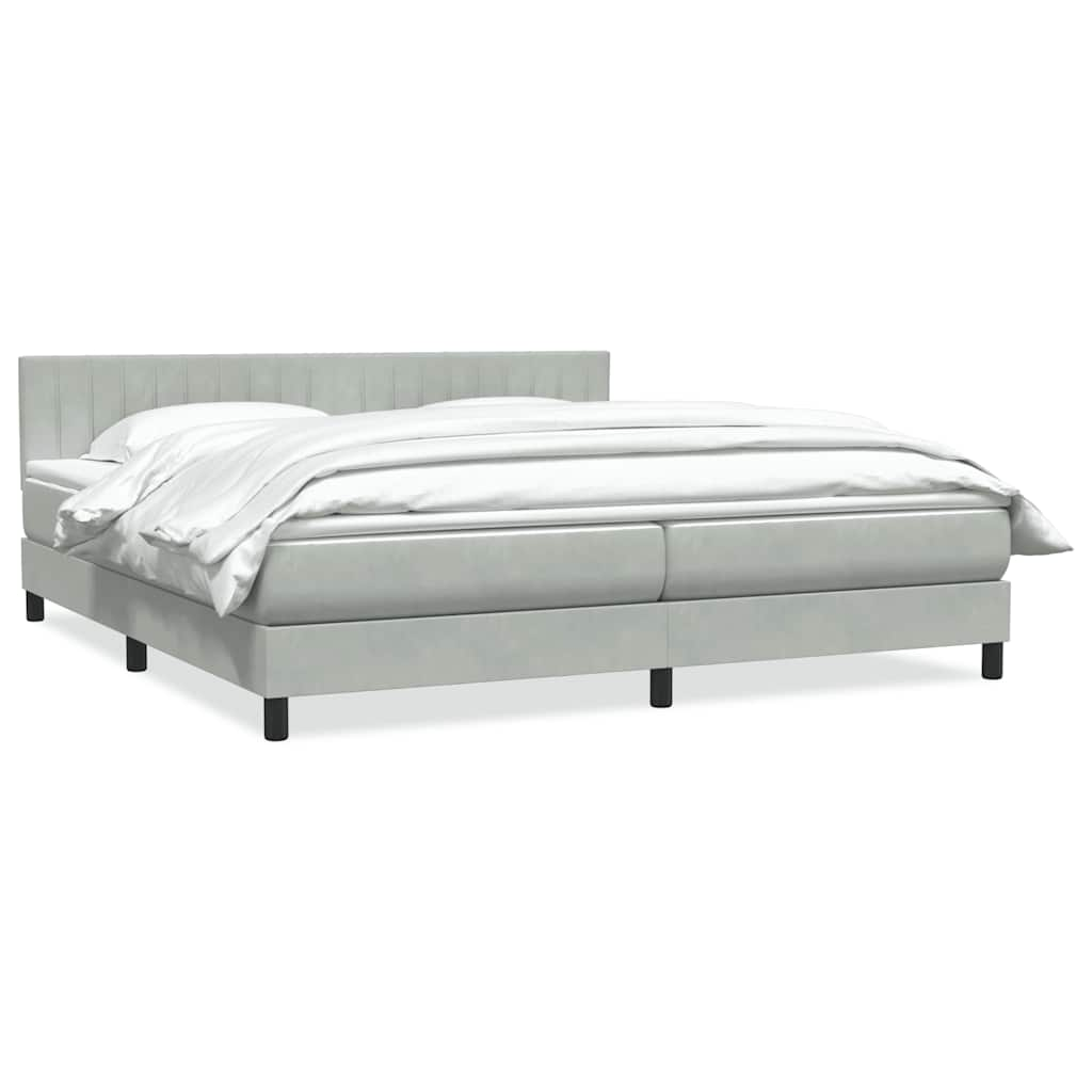 vidaXL Boxspringbett mit Matratze Hellgrau 180x220 cm Samt