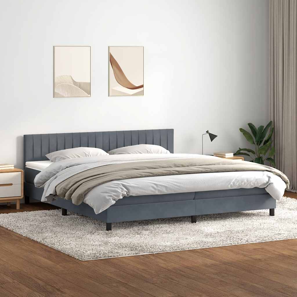 Thumbnail - vidaXL Boxspringbett mit Matratze Dunkelgrau 180x220 cm Samt