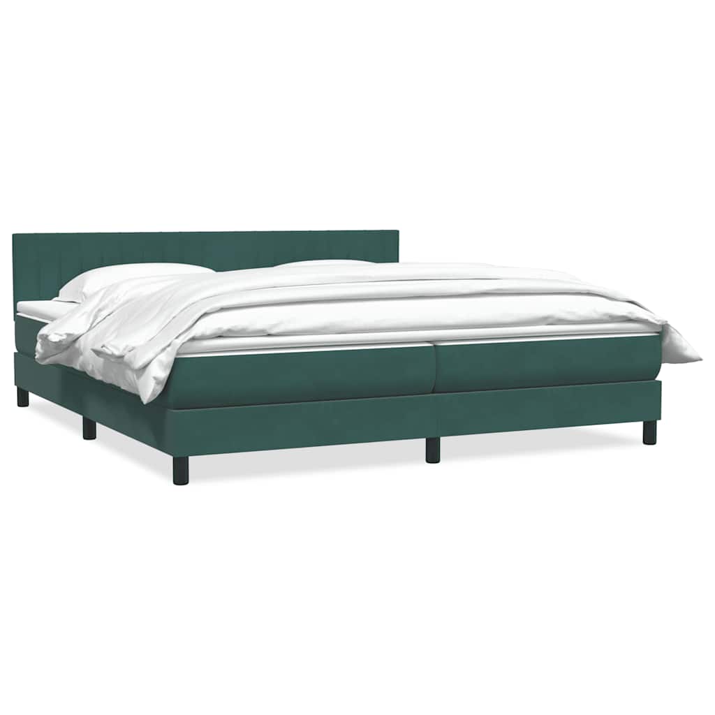 vidaXL Boxspringbett mit Matratze Dunkelgrün 180x220 cm Samt