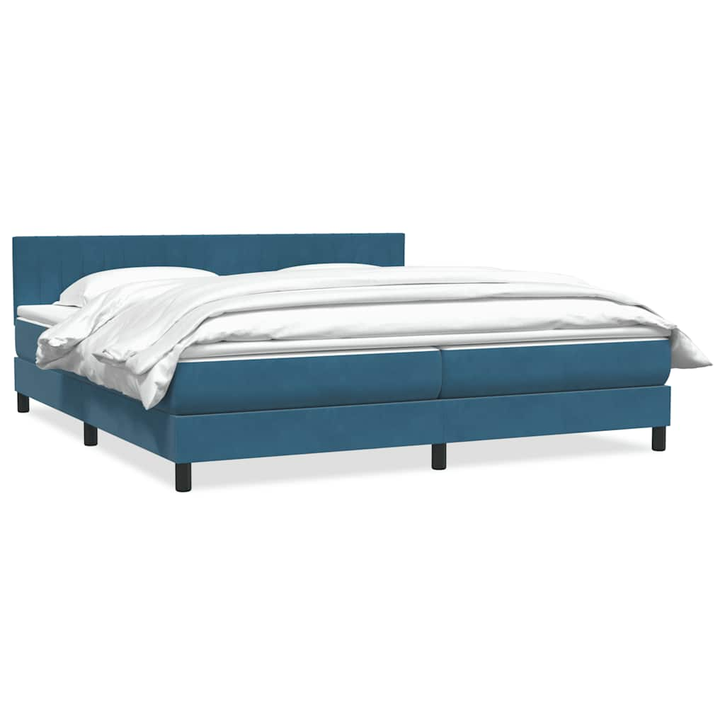 vidaXL Boxspringbett mit Matratze Dunkelblau 180x220 cm Samt