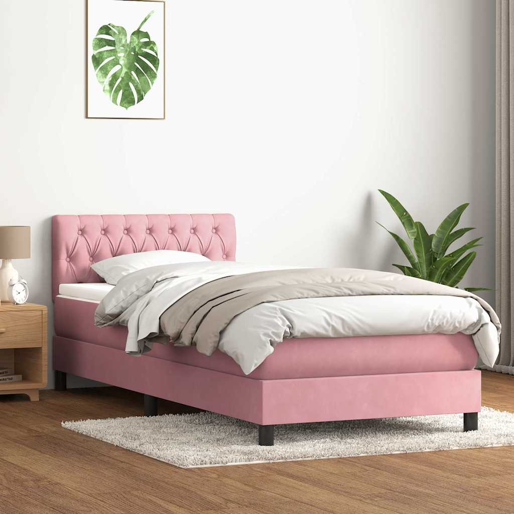 Box spring postel s matrací růžová 80x210 cm samet