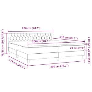 Box spring postel s matrací tmavě šedá 200x210 cm samet - obrázek 12