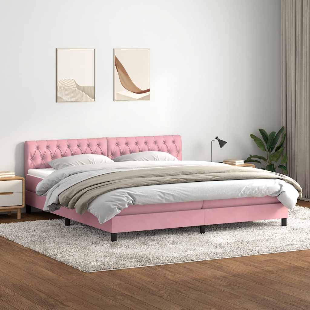 vidaXL Boxspringbett mit Matratze Rosa 200x210 cm Samt