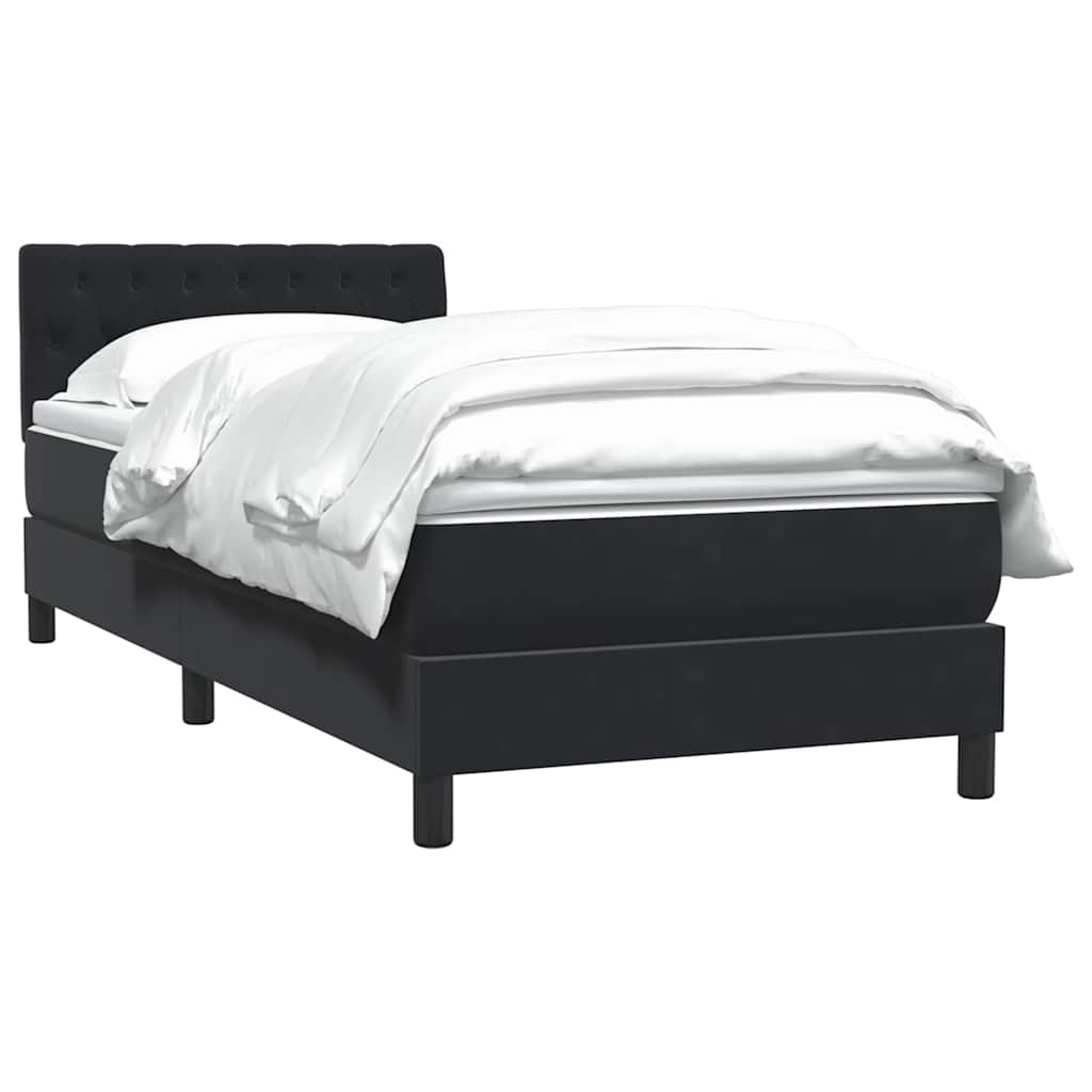 vidaXL Boxspring met matras fluweel zwart 80x220 cm afbeelding