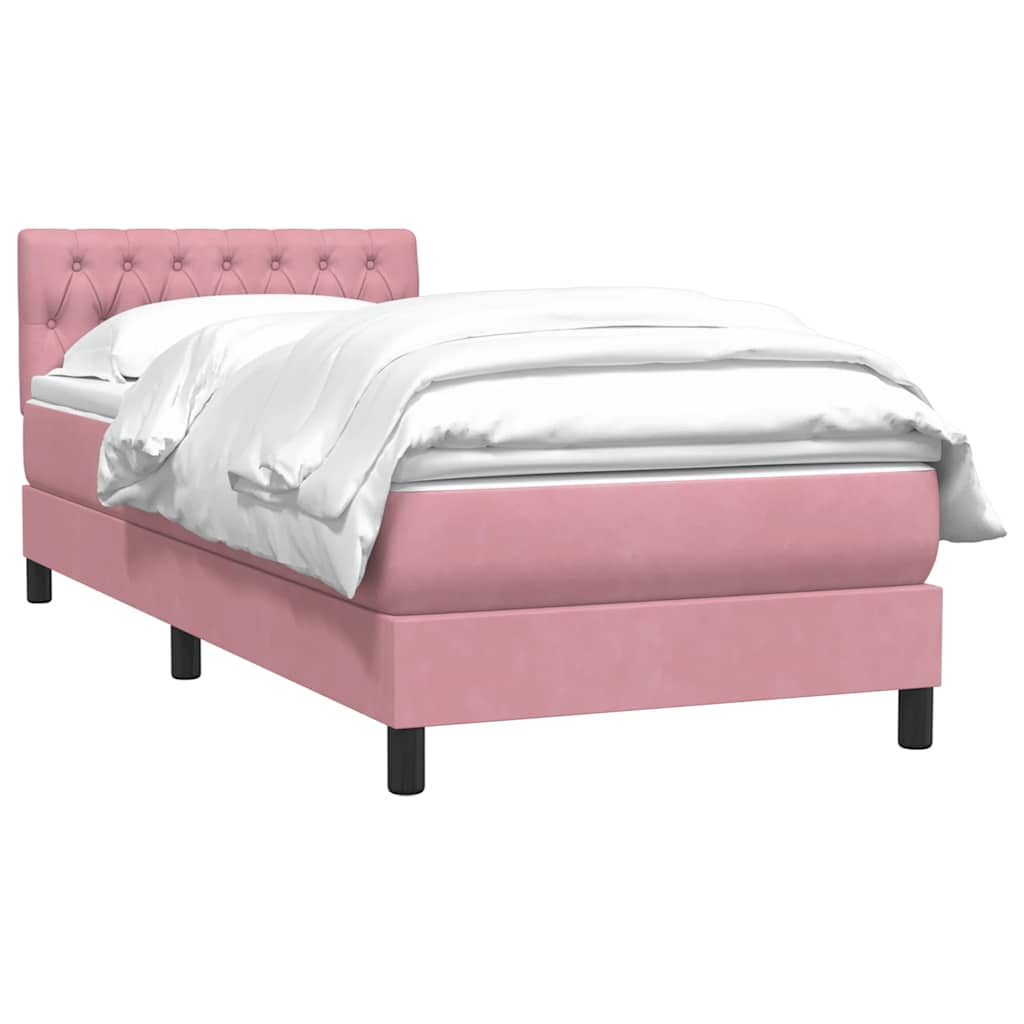 vidaXL Boxspring met matras fluweel roze 80x220 cm afbeelding