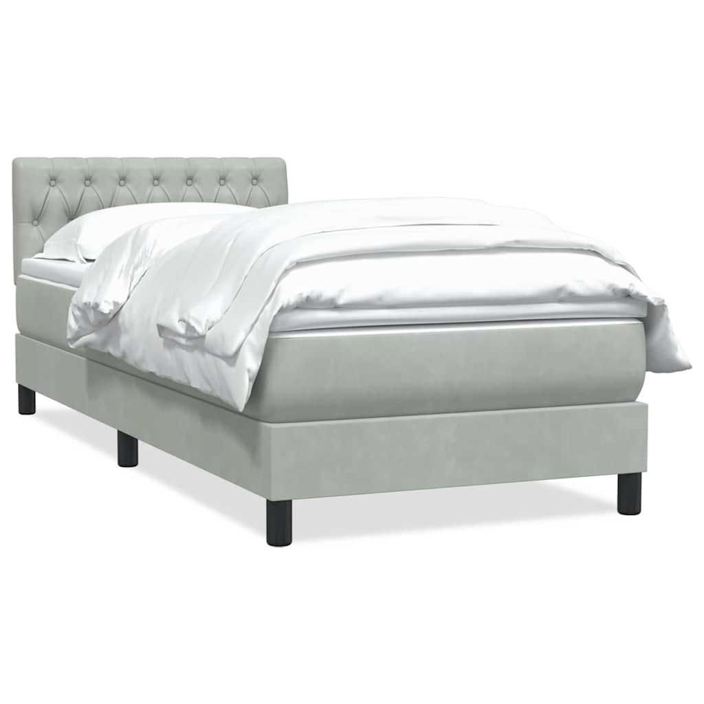 vidaXL Boxspringbett mit Matratze Hellgrau 90x220 cm Samt