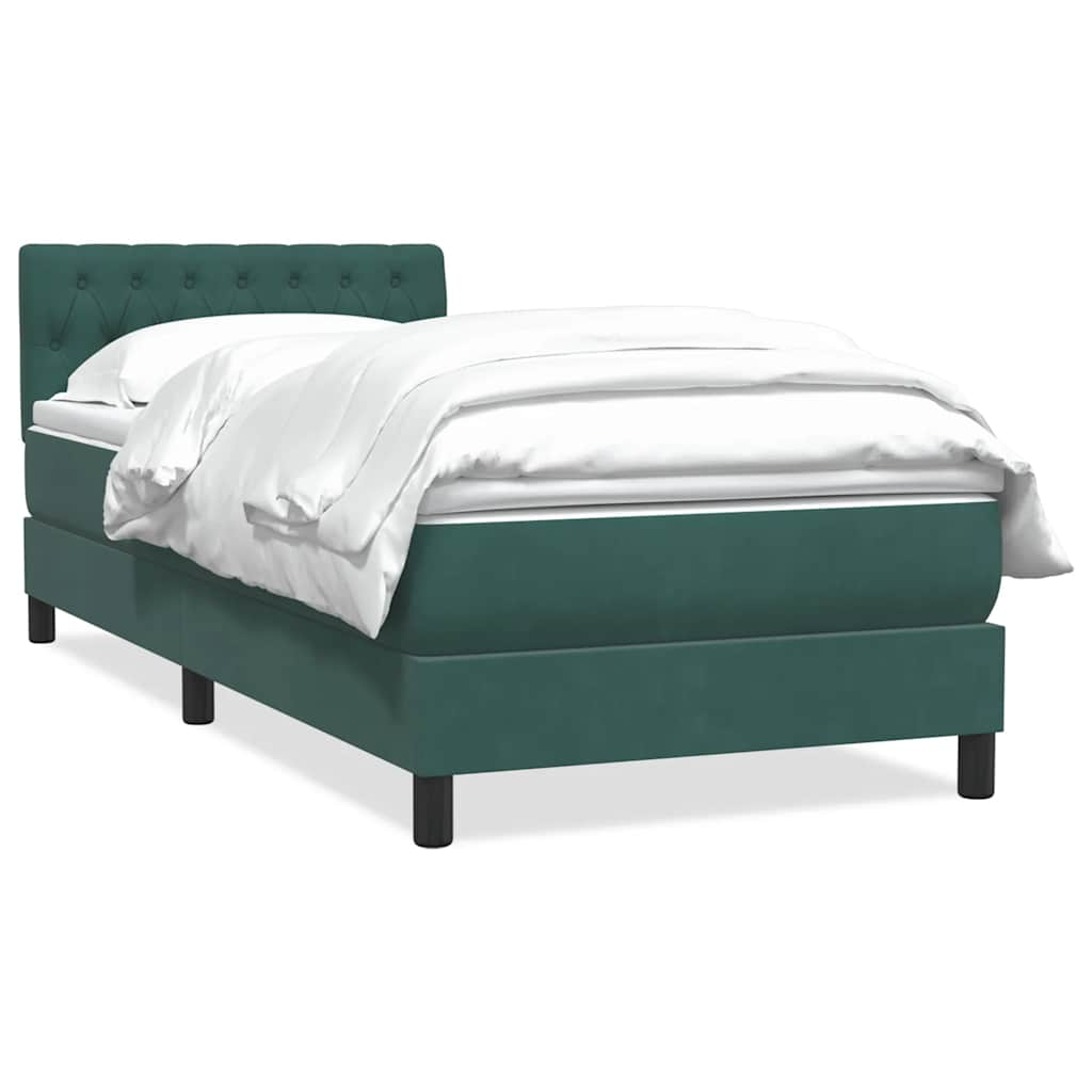 vidaXL Boxspringbett mit Matratze Dunkelgrün 90x220 cm Samt