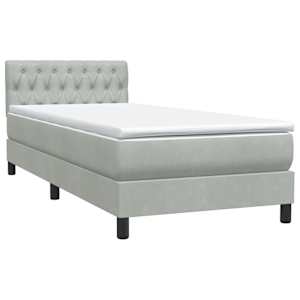 Box spring postel s matrací světle šedá 100x220 cm samet - obrázek 4