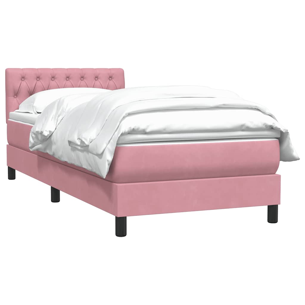 vidaXL Boxspring met matras fluweel roze 100x220 cm afbeelding
