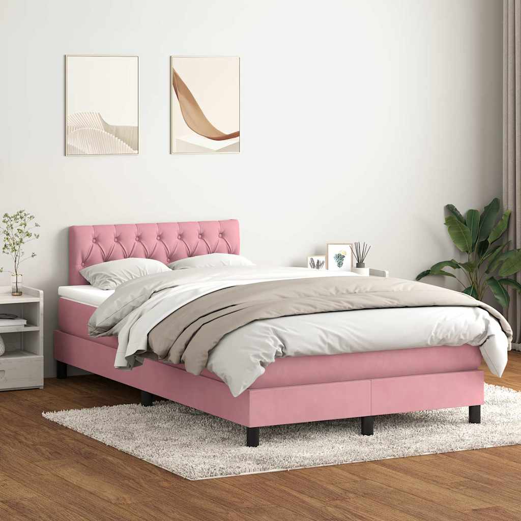 Box Vedruvoodi madratsiga Roosa 120x220 cm samet