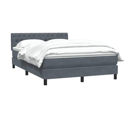 vidaXL Cama box spring con colch&oacute;n terciopelo gris oscuro 140x220 cm