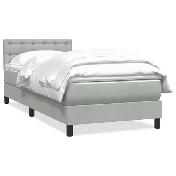 vidaXL Box Vedruvoodi madratsiga Helehall 80x210 cm samet
