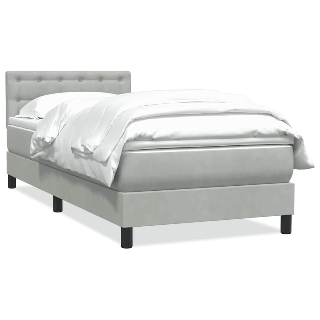 vidaXL Boxspring met matras fluweel lichtgrijs 80x210 cm grijs, foto 3