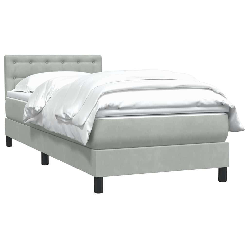 vidaXL Boxspring met matras fluweel lichtgrijs 80x210 cm afbeelding