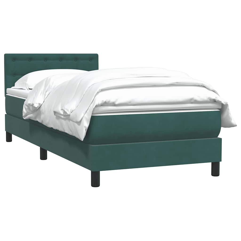 vidaXL Boxspring met matras fluweel donkergroen 80x210 cm afbeelding