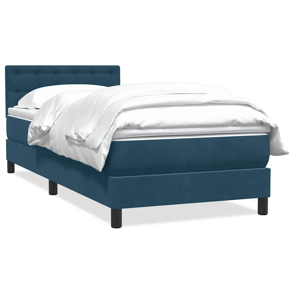 E-shop vidaXL Posteľný rám boxsping s matracom tmavomodrý 80x210 cm zamat