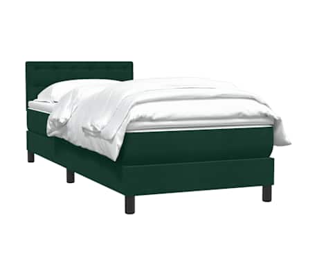 vidaXL Sommier &agrave; lattes de lit et matelas vert fonc&eacute; 90x210 cm velours