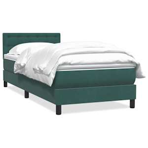 Box spring postel s matrací tmavě zelená 100x210 cm samet - obrázek 2
