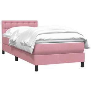Box spring postel s matrací růžová 100x210 cm samet - obrázek 3