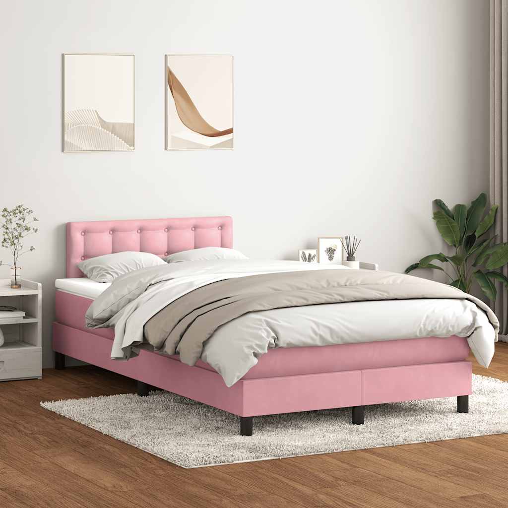 vidaXL Boxspringbett mit Matratze Rosa 120x210 cm Samt