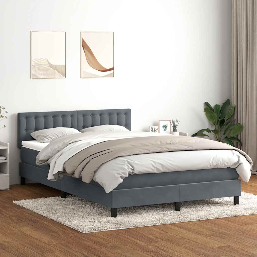 Box spring postel s matrací tmavě šedá 140x210 cm samet