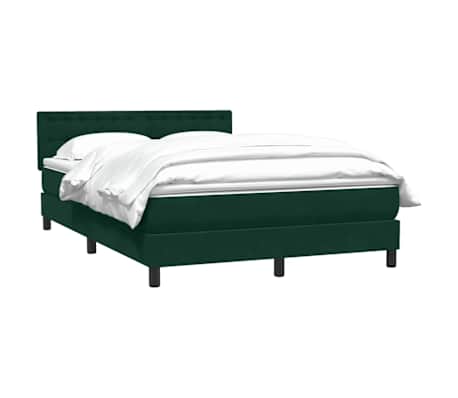 vidaXL Pat box spring cu saltea, verde &icirc;nchis, 160x210 cm, catifea