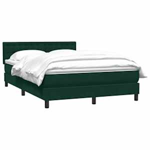 vidaXL Pat box spring cu saltea, verde &icirc;nchis, 160x210 cm, catifea