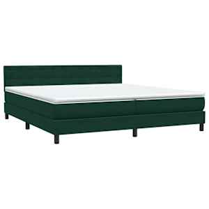 Box spring postel s matrací tmavě zelená 200x210 cm samet - obrázek 4