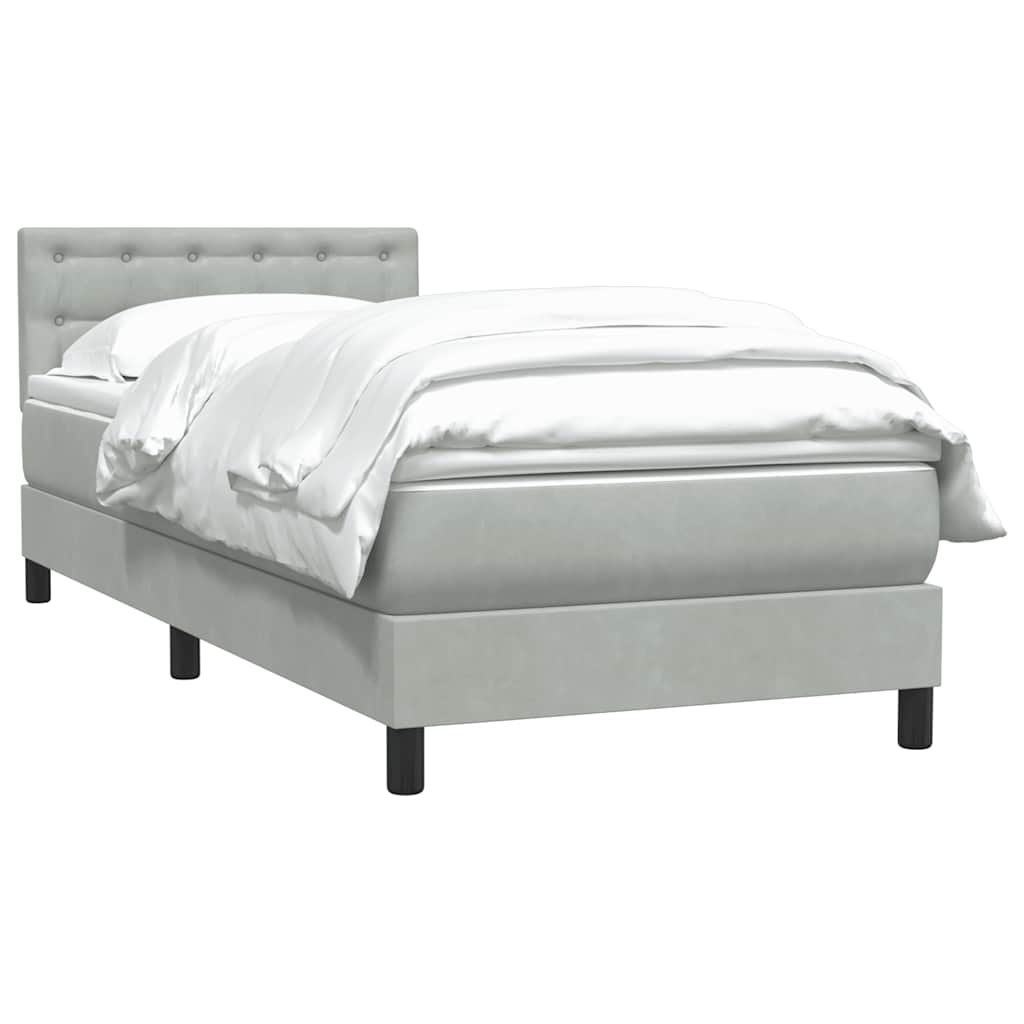 vidaXL Boxspring met matras fluweel lichtgrijs 80x220 cm grijs, foto 2
