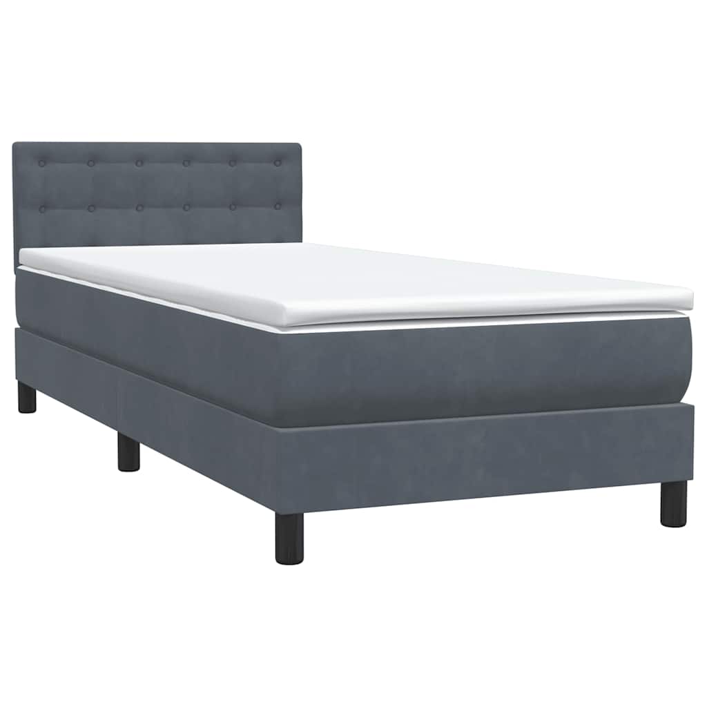 vidaXL Boxspring met matras fluweel donkergrijs 80x220 cm grijs, foto 4