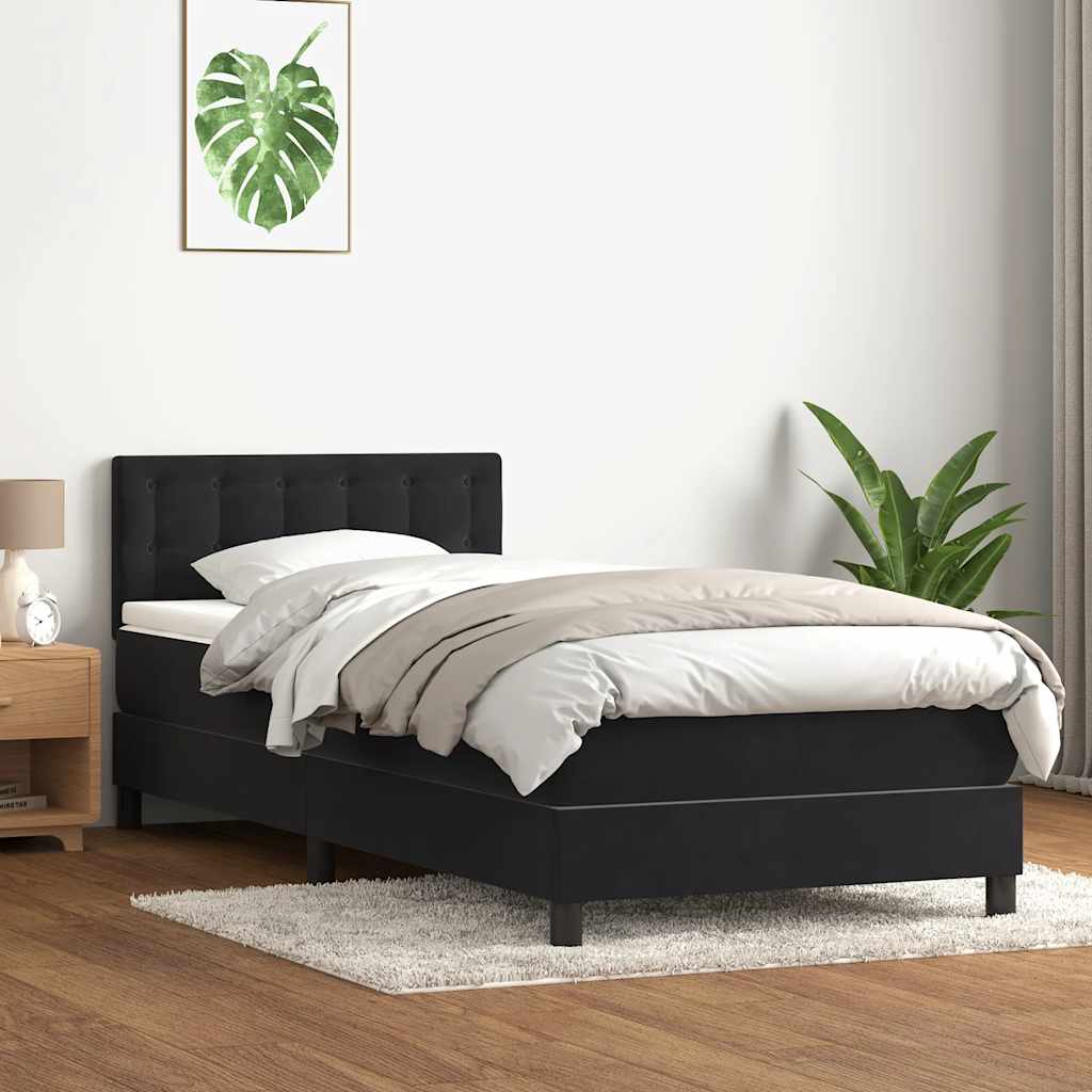 vidaXL Boxspringbett mit Matratze Schwarz 80x220 cm Samt