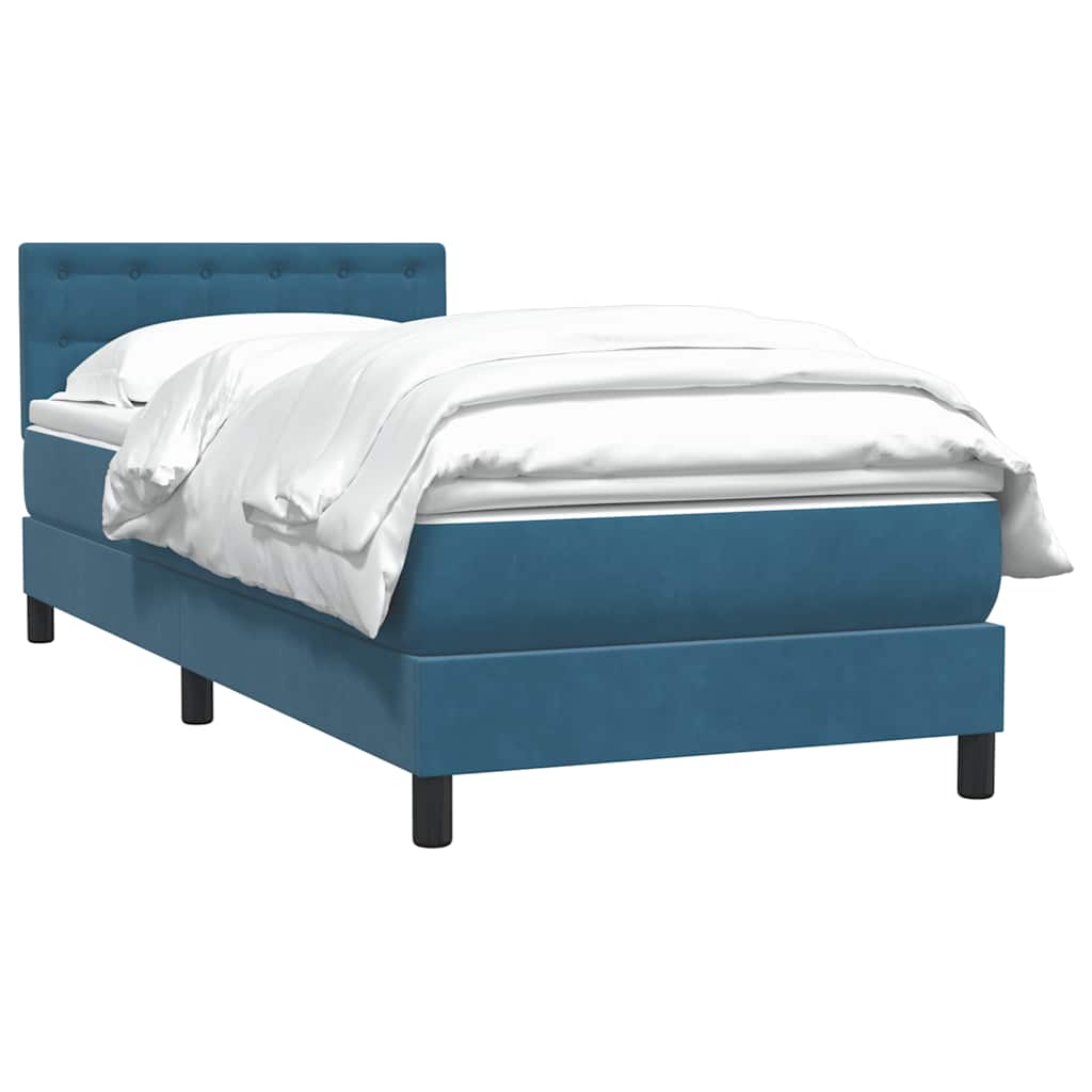 vidaXL Boxspring met matras fluweel donkerblauw 80x220 cm afbeelding