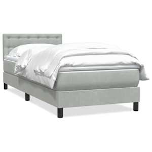 Box Spring Postel s matrací Světle šedá 90x220 cm Samet - obrázek 2