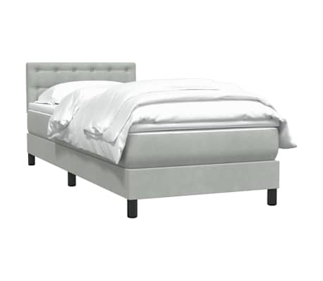 vidaXL Sommier &agrave; lattes de lit et matelas gris clair 90x220 cm velours