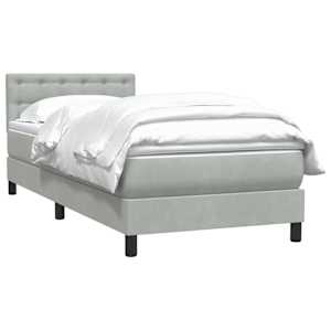 Box Spring Postel s matrací Světle šedá 90x220 cm Samet - obrázek 3