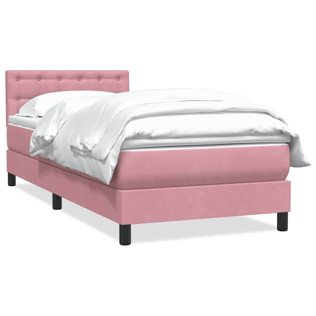 Thumbnail - vidaXL Boxspringbett mit Matratze Rosa 90x220 cm Samt