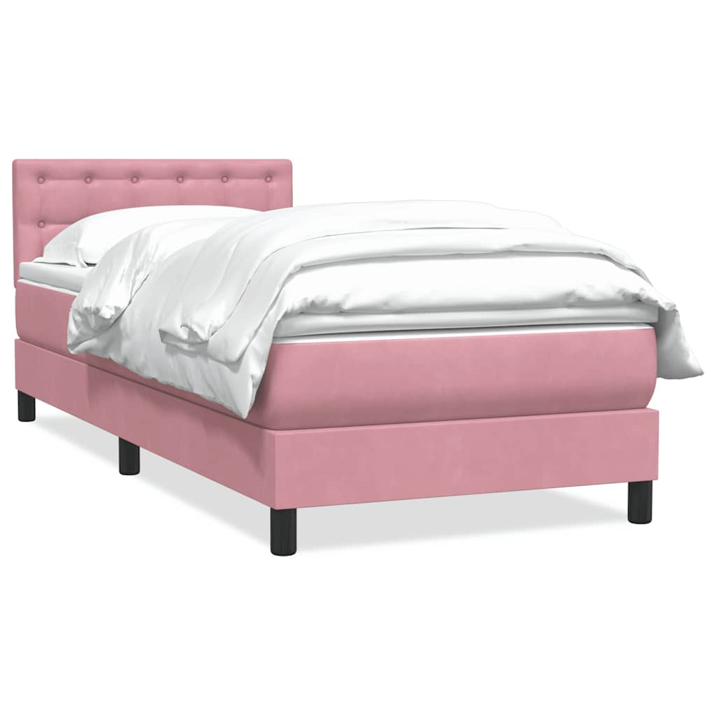 vidaXL Box Spring postelja z vzmetnico Pink 100x220 cm Velvet