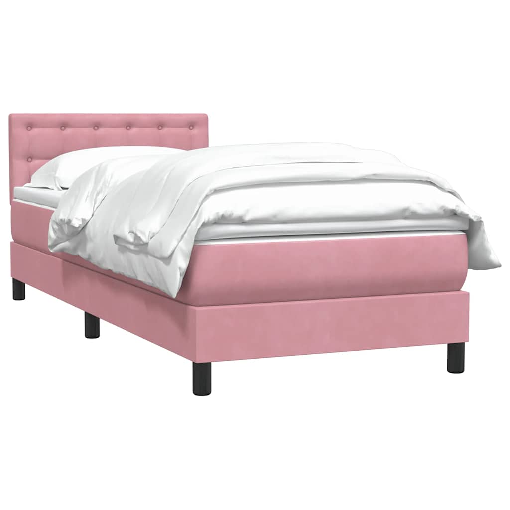 vidaXL Boxspring met matras fluweel roze 100x220 cm afbeelding