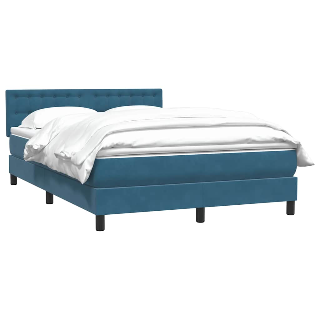 Thumbnail - vidaXL Boxspringbett mit Matratze Dunkelblau 140x220 cm Samt