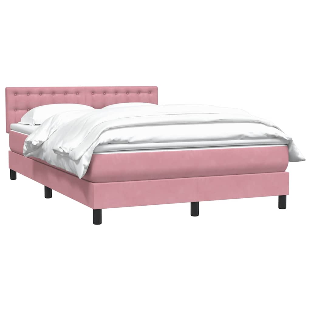 vidaXL Boxspring met matras fluweel roze 140x220 cm, foto 2