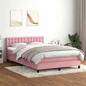 Box spring postelja z vzmetnico roza 160x220 cm žamet