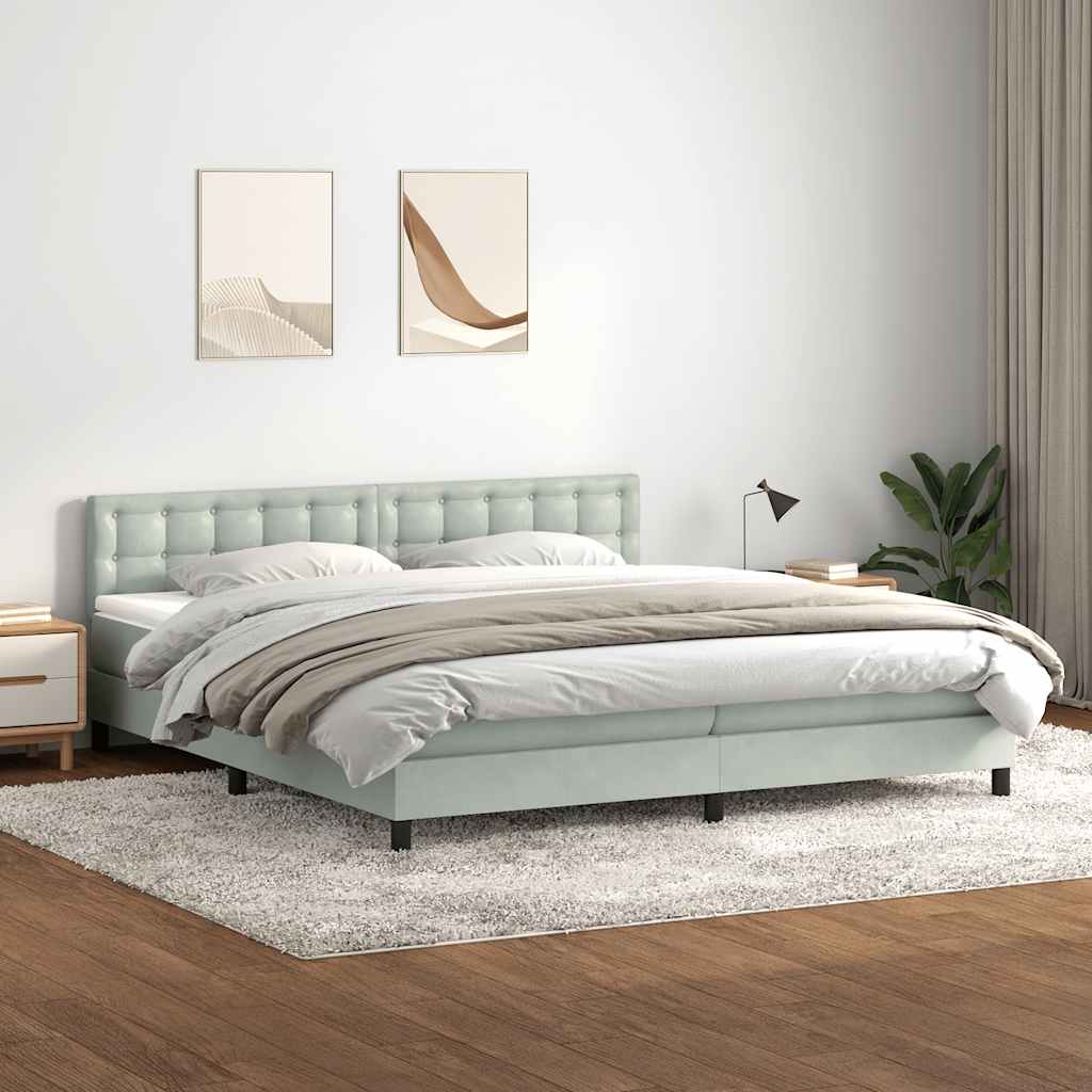 Box spring postel s matrací světle šedá 200x220 cm samet