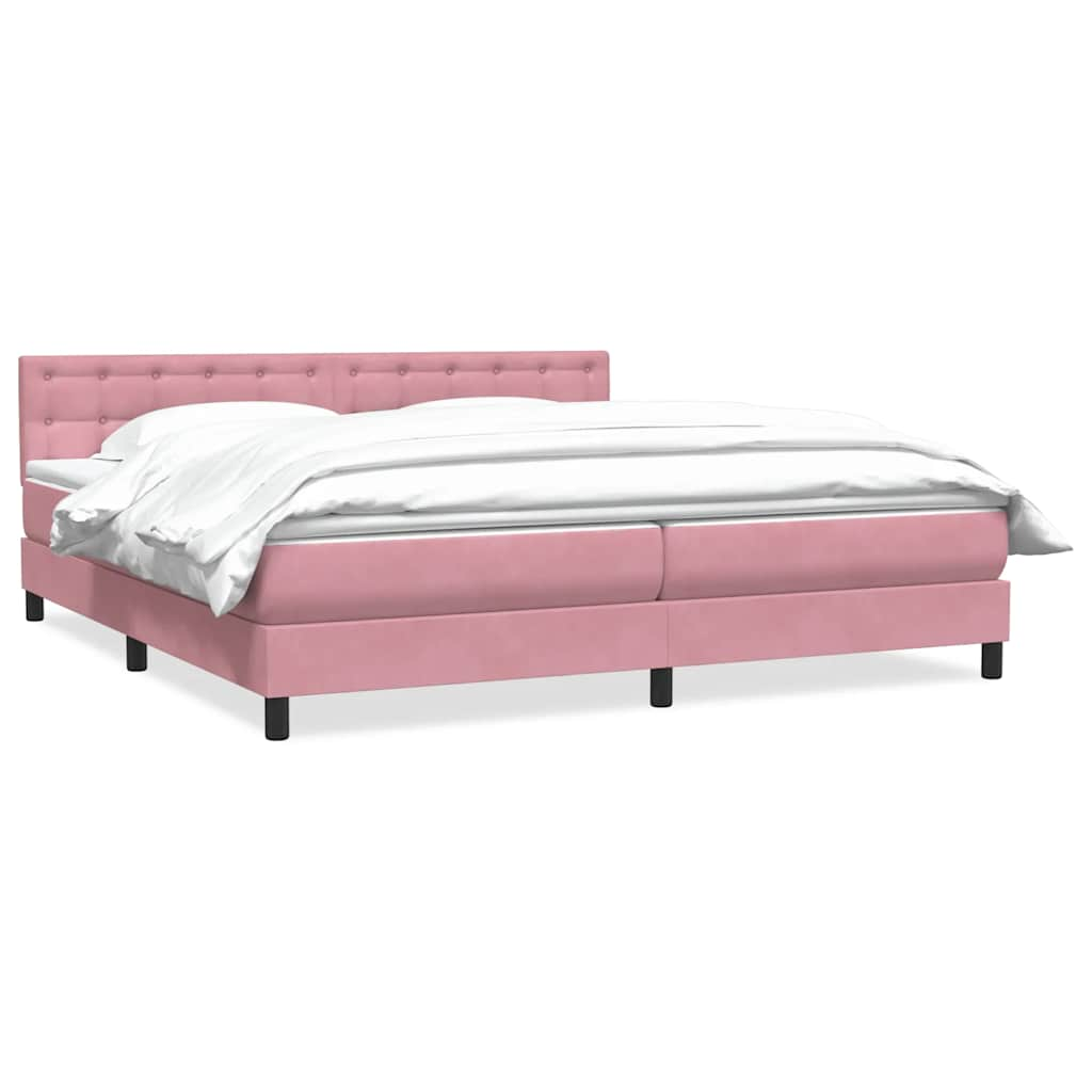 vidaXL Box Spring postelja z vzmetnico Pink 200x220 cm žamet