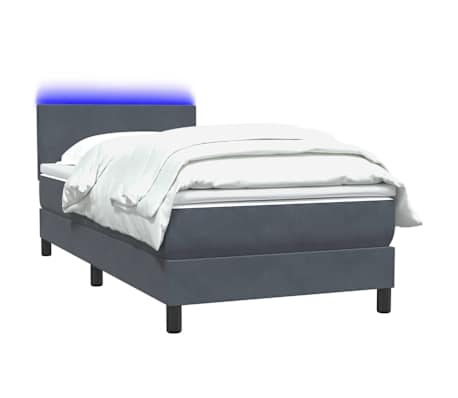 vidaXL Box Spring Κρεβάτι με στρώμα Σκούρο γκρι 80x210 εκ. Βελούδινο